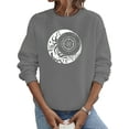 thumbnail image 1 of Frontwalk Ladies Sweatshirts Long Sleeve Sweatshirt Sun And Moon Print Pullover Women Loose Tops Blouse Gray XL, 1 of 2