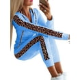 thumbnail image 1 of Frontwalk Ladies Sweatsuits Hoodies 2 Piece Outfit Leopard Print Jogger Set Women Athletic Hooded Sweatshirts And Sweatpants Long Sleeve Tracksuit Sets Blue 3XL, 1 of 6