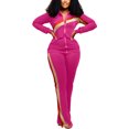 thumbnail image 1 of Frontwalk Ladies Sweatsuits Pocket Jogger Sets Elastic Waist Tracksuit Set Women Loose Fit Two Piece Outfit Solid Color Sweatshirt And Sweatpant Rose Red M, 1 of 4