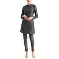 thumbnail image 1 of Frontwalk Ladies Swimwear Full Coverage Bathing Suit Muslim Style Swimsuit Women Conservative Beachwear Three Pieces Burkini Gray 3XL, 1 of 4