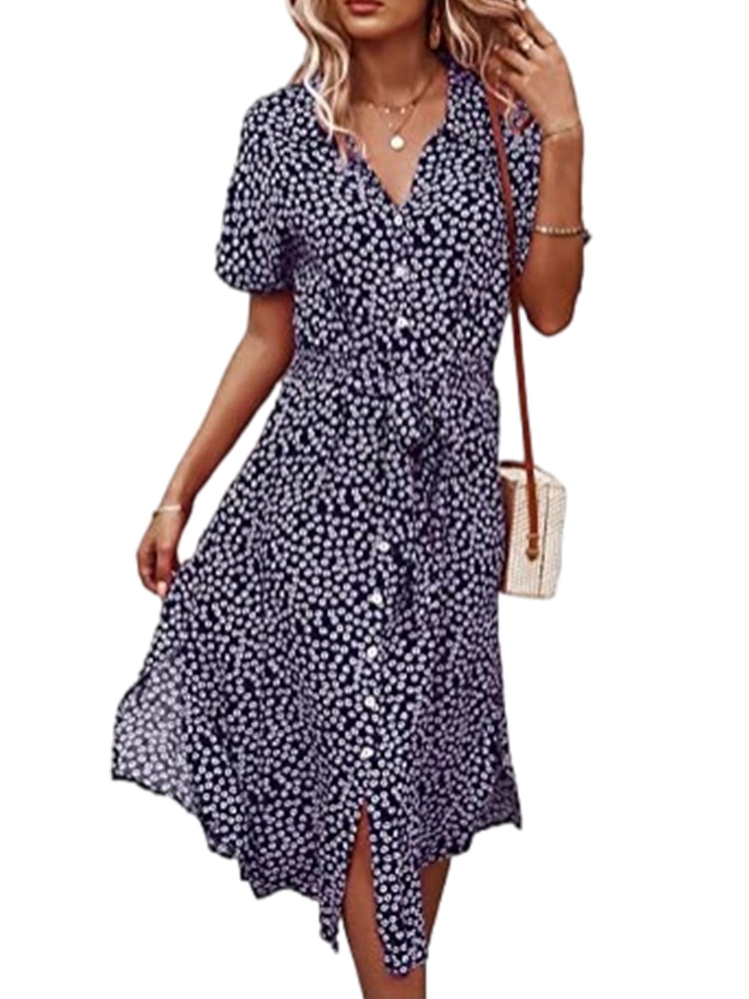black polka dotted dress Spot The Difference Dot Long Sleeve Wrap Style Mini collection: TOP10 Rvkxad Clearance Summer Dresses Type:PDF Pattern