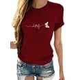 thumbnail image 1 of Frontwalk Ladies T-shirt Short Sleeve Summer Tops Lettar Printed Shirts Women Loose Tee Butterfly Graphic Tunic Blouse Wine Red XL, 1 of 2