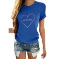 thumbnail image 1 of Frontwalk Ladies Tee Crew Neck T-Shirt Short Sleeve Tops Women Loose Fit Tunic Blouse Valentine's Day Shirt Blue M, 1 of 2