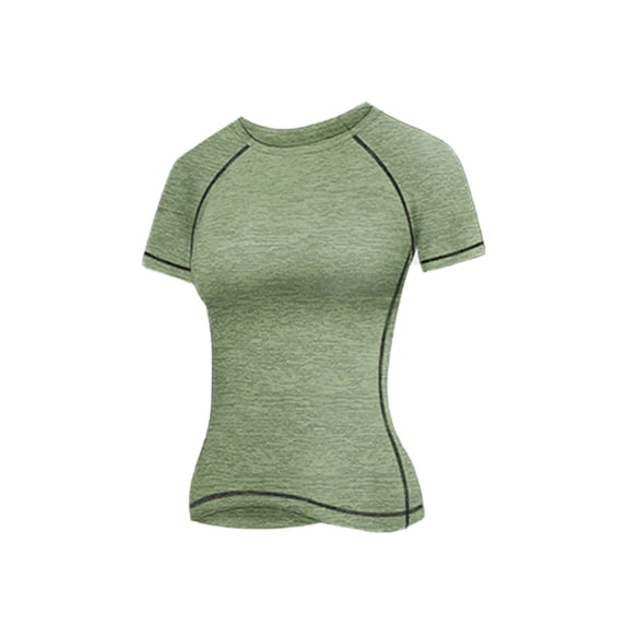 Frontwalk Ladies Workout Top Sleeveless Yoga T-shirt Solid Color Summer Tops Women Activewear T Shirt Crew Neck Blouse Avocado Green M