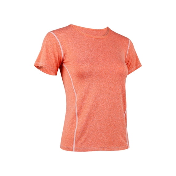 Frontwalk Ladies Workout Top Sleeveless Yoga T-shirt Solid Color Summer Tops Women Activewear T Shirt Crew Neck Blouse Orange L