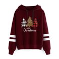 thumbnail image 1 of Frontwalk Ladies Xmas Hooded Sweatshirts Long Sleeve Pullover Letters Print Christmas Hoodies Women Casual Jumper Tops Tree Hoodie Sweatshirt Wine Red S, 1 of 2