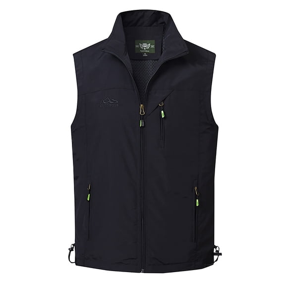 Frontwalk Lightweight Fall Zip Up Vest for Men Fashion Stand Collar Waistcoat Fishing Regular Fit Jackets Vest With Pockets Black 5XL