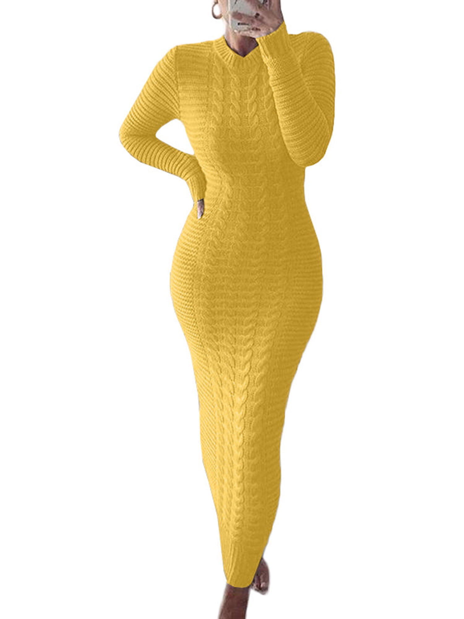 Frontwalk Long Sleeve Dress for Womens Winter Sweaters Pullover Dress