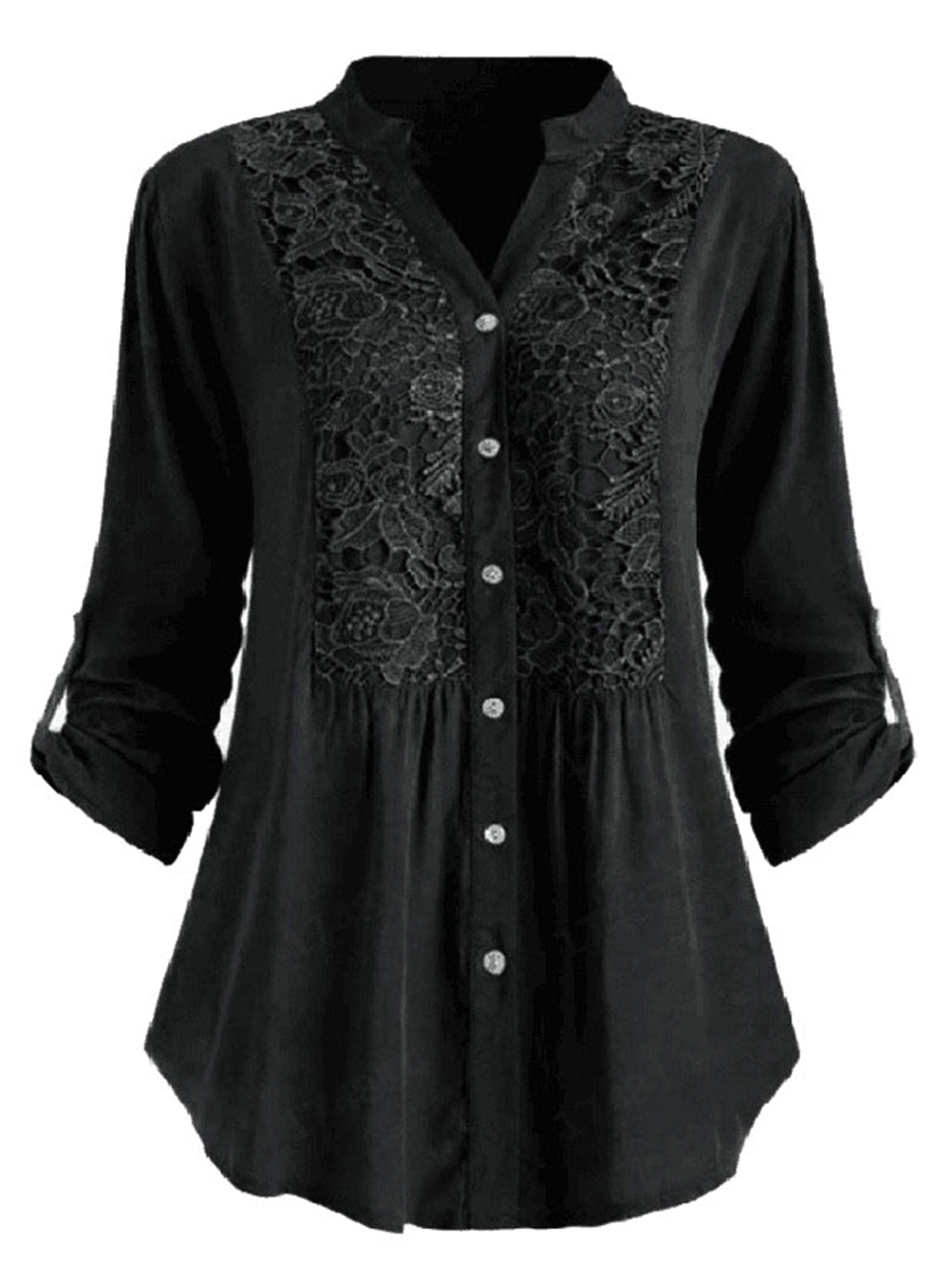 Frontwalk Long Sleeve Dressy Blouse for Women Elegant Button Lace V ...