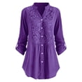 thumbnail image 1 of Frontwalk Long Sleeve Dressy Blouse for Women Elegant Button Lace V Neck Shirt Blouses for Work Office Tops, 1 of 3