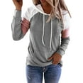 thumbnail image 1 of Frontwalk Long Sleeve Fall Tops for Womens Fashion Pullover Shirts Hooded Neck Casual Blouse, 1 of 2
