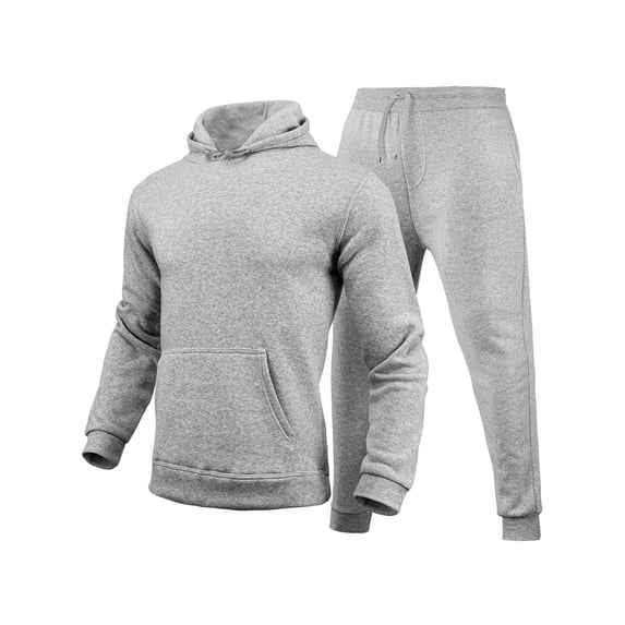Frontwalk Men 2 Piece Jogging Suits Hooded Tracksuit Set Solid Color Sweatsuit Mens Regular Fit Jogger Sets Long Sleeve Hoodies And Sweatpants Light Gray XL