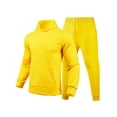 thumbnail image 1 of Frontwalk Men 2 Piece Jogging Suits Hooded Tracksuit Set Solid Color Sweatsuit Mens Regular Fit Jogger Sets Long Sleeve Hoodies And Sweatpants Yellow S, 1 of 2