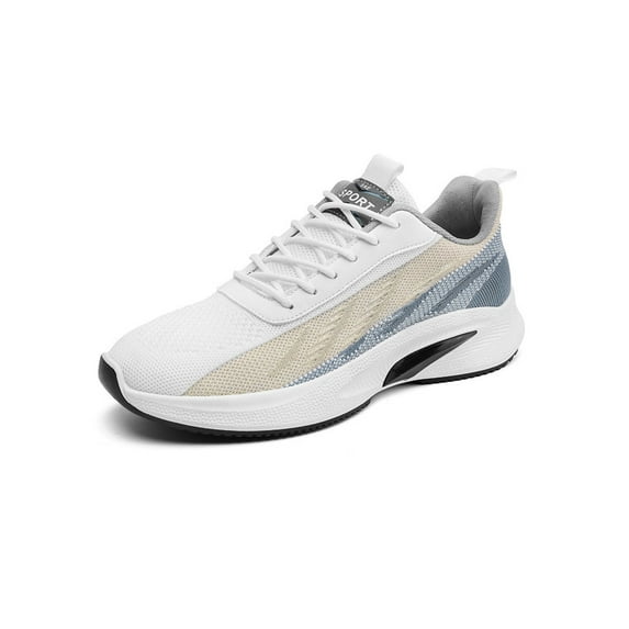 Frontwalk Men Athletic Shoes Fitness Workout Running Shoe Sport Sneakers Gym Comfort Trainers Mens Knit Upper Walking White 10.5