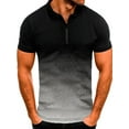 thumbnail image 1 of Frontwalk Men Baggy Lapel Neck Polo Shirt Solid Color Casual Tee Plain Tennis Pullover, 1 of 2
