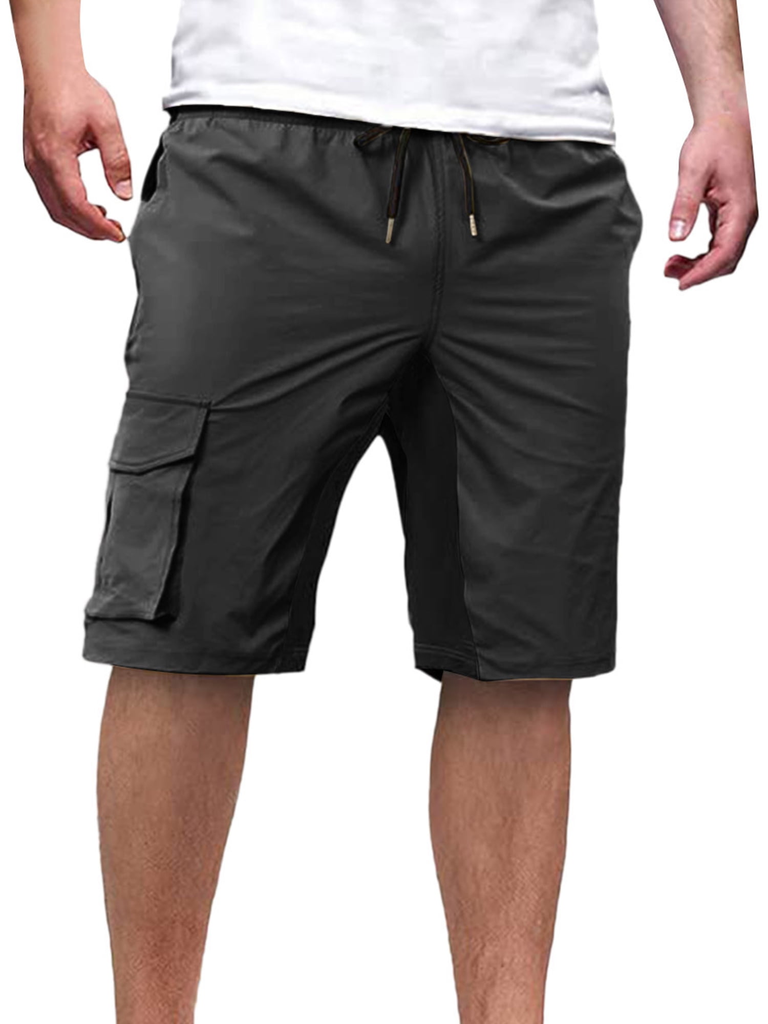 Frontwalk Men Cargo Shorts Summer Drawstring Short Pants Outdoor Fishing  Shorts Camping Travel Shorts with Pockets Navy Blue L