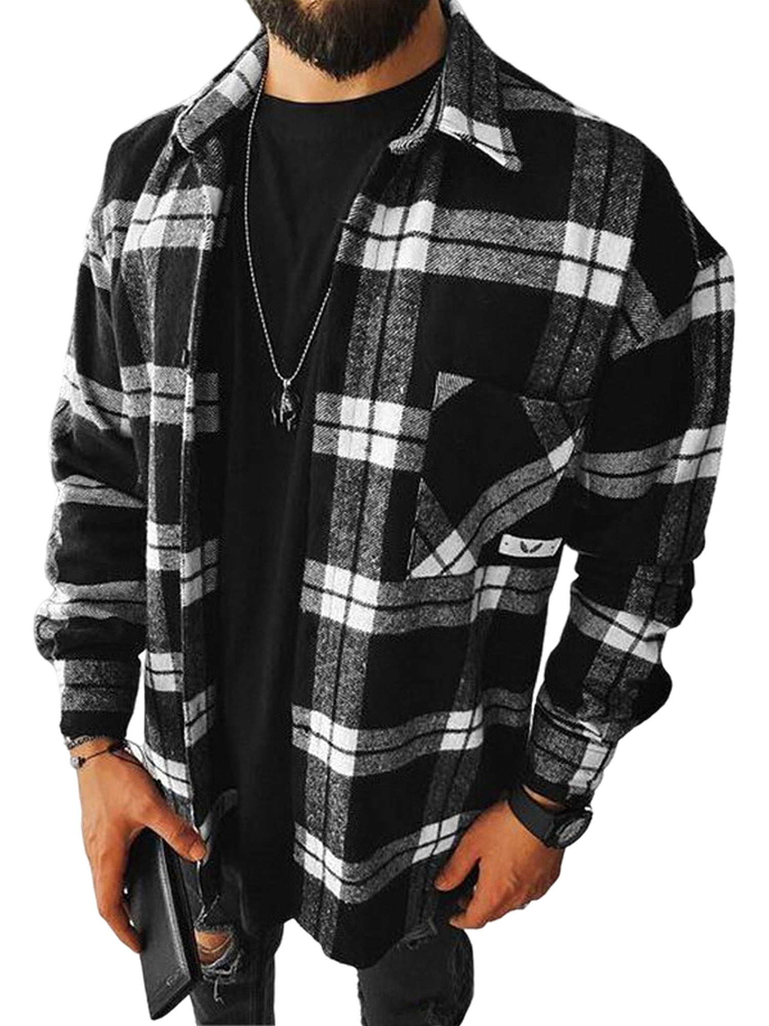 MAGCOMSEN Men's Hooded Jacket Plaid Flannel Shirt Jacket Long Sleeve  Windbreaker Lightweight Hoodie Coat Work Casual Outerwear - AliExpress