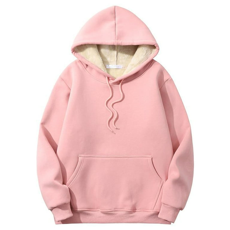 Frontwalk Men Casual Solid Color Fleece Fuzzy Hoodies With Pocket Leisure Pullover Drawstring Sport Sherpa Seweatshirts Pink 3XL Walmart