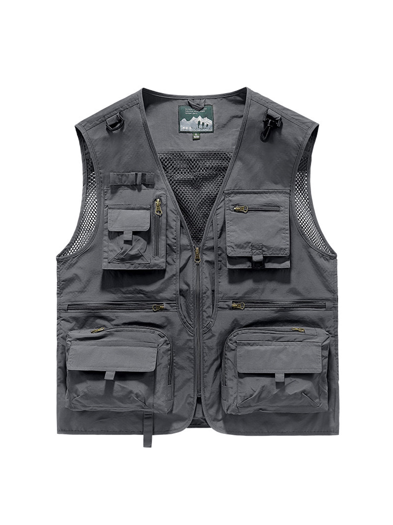 Men's Lightweight Sleeveless Fishing Vest - Outdoor Cargo Vest With Zipper Pockets For Travel, Work, & Hiking