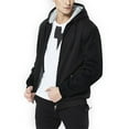 thumbnail image 1 of Frontwalk Men Hooded Sweatshirt Solid Color Outwear Full Zip Fleece Hoodies Work Casual Sherpa Lined Sweatshirts Coat Long Sleeve Plush Jacket All Black 3XL, 1 of 6