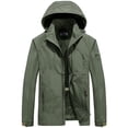 thumbnail image 1 of Frontwalk Men Jacket Solid Color Parka Stand Up Neck Coat Outdoor Breathable Outwear Hooded Army Green 5XL, 1 of 4