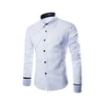 thumbnail image 1 of Frontwalk Men Lightweight Solid Button Down Shirt T Casual Cardigan Lapel Long Sleeve Office Tees White XL, 1 of 3