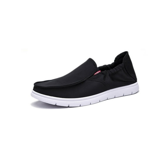 Frontwalk Men Loafers Comfort Flats Round Toe Casual Shoe Walking Non-Slip Canvas Shoes Mens Slip On Black 8