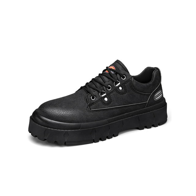 Frontwalk Men Oxfords Low Top Work Boots Platform Leather Shoes Motorcycle Non Slip Hiking Boot
