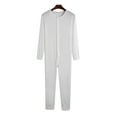 thumbnail image 1 of Frontwalk Men Plain Crew Neck Union Suit Underwear Slim Fit One Piece Pajama Mens Solid Color Home Sleepwear White 2XL, 1 of 2