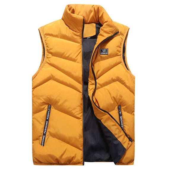 Frontwalk Men Puffer Vest Warm Winter Sleeveless Coat Jacket Casual Stand Collar Full Zip Up Jackets Outwear With Pockets