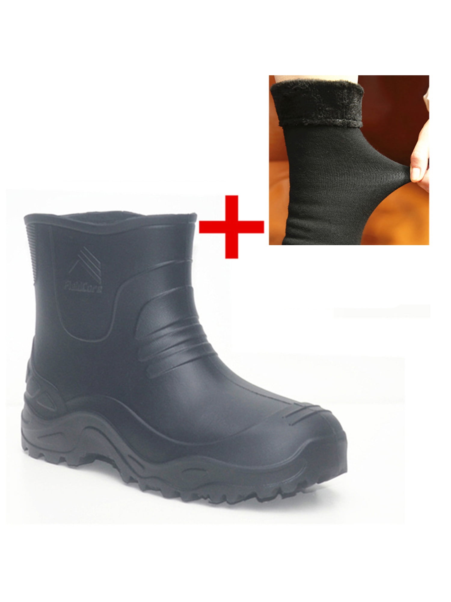 Frontwalk Men Rain Boot High Top Work Shoe Slip On Garden Shoes All