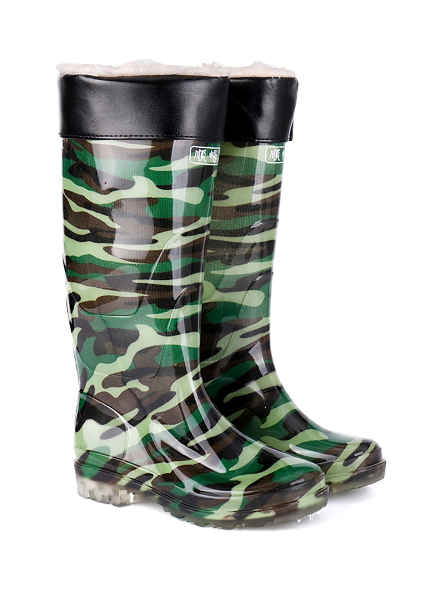 Frontwalk Men Rain Boots Plush Lining Garden Shoes Waterproof Work Shoe ...