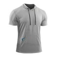 thumbnail image 1 of Frontwalk Men Running Tee Hoodie Workout Fitness Muscle Tee Blouse Summer Gym Hooded Tops, 1 of 3