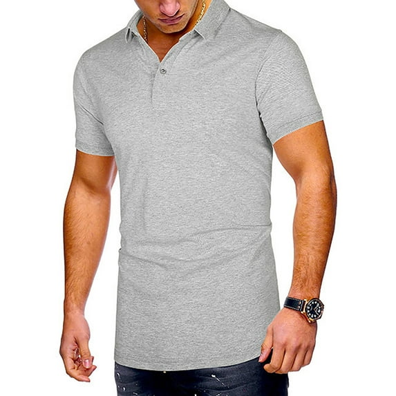 Frontwalk Men Short Sleeve Polo Shirts Solid Color Slim Fit Basic Tshirts Golf Tennis Tee Tops