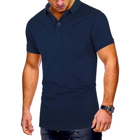 Frontwalk Men Short Sleeve Polo Shirts Solid Color Slim Fit Basic Tshirts Tennis Tee Tops