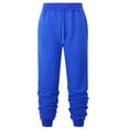 thumbnail image 1 of Frontwalk Men Solid Color Pants Casual Beam Foot Trousers Drawstring Elastic Waist Sweatpants With Pockets Blue 3XL, 1 of 2