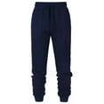 thumbnail image 1 of Frontwalk Men Solid Color Pants Casual Beam Foot Trousers Drawstring Elastic Waist Sweatpants With Pockets Navy Blue L, 1 of 2
