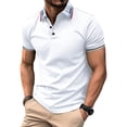 thumbnail image 1 of Frontwalk Men Summer Tops Short Sleeve Polo Shirt Lapel Neck T Shirts Mens Classic Fit Blouse Button T-shirt White XL, 1 of 2