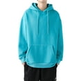 thumbnail image 1 of Frontwalk Men Sweatshirt Fall Casual Pullover Hoodie Winter Long Sleeve Hoode Tops Lake Blue 5XL, 1 of 3