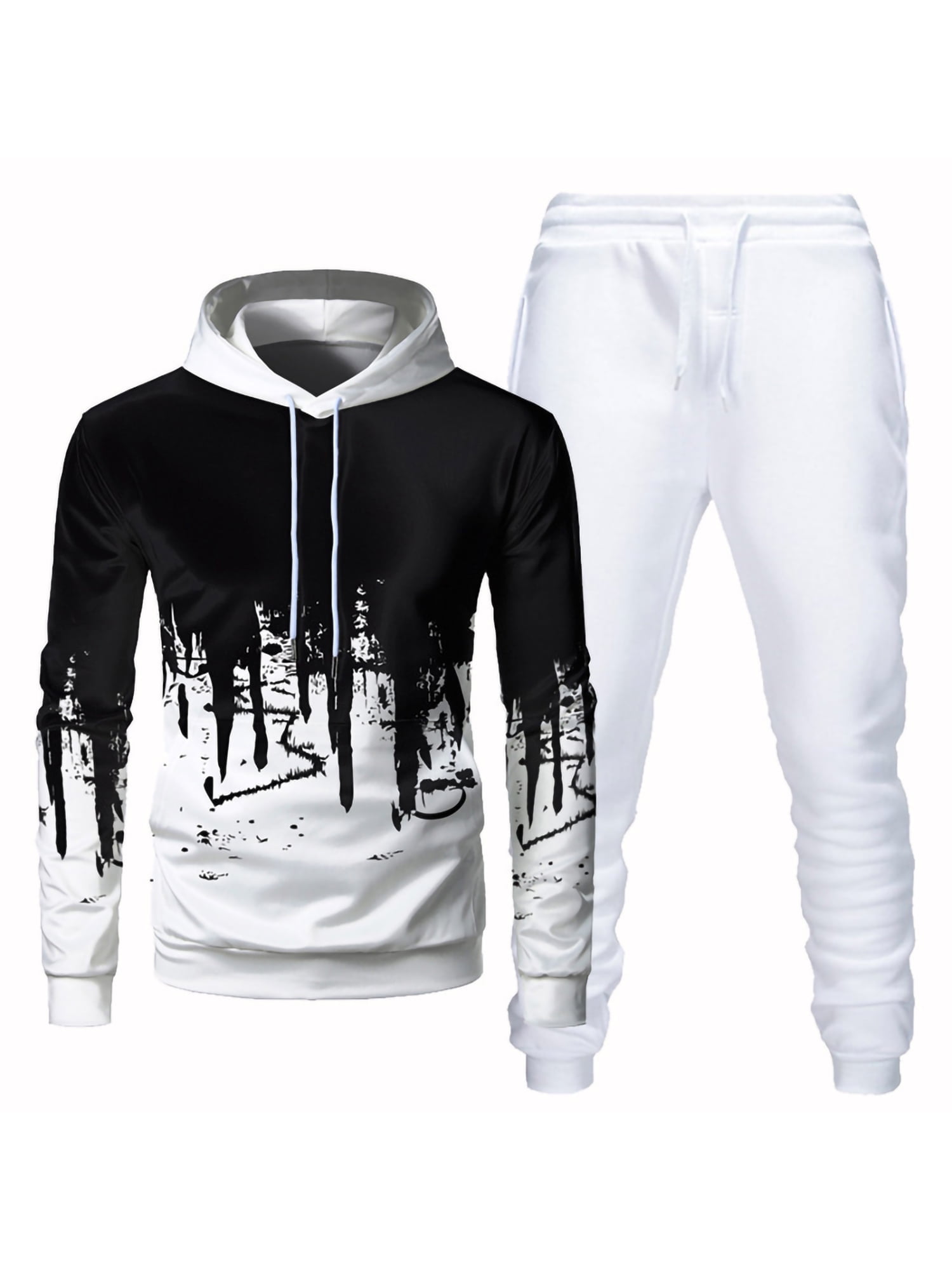 Frontwalk Men Sweatsuit Two Pieces Tracksuit Long Sleeve Jogger