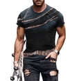 thumbnail image 1 of Frontwalk Men T-shirt Short Sleeve Muscle Shirts Crew Neck Summer Tops Mens Lightweight Basic Tee Digital Print Blouse Black 4XL, 1 of 2