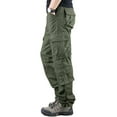 thumbnail image 1 of Frontwalk Men Trousers Zipper Cargo Pants Solid Color Tactical Pant Mens Fitted Bottoms Mid Waist Army Green 4XL, 1 of 4