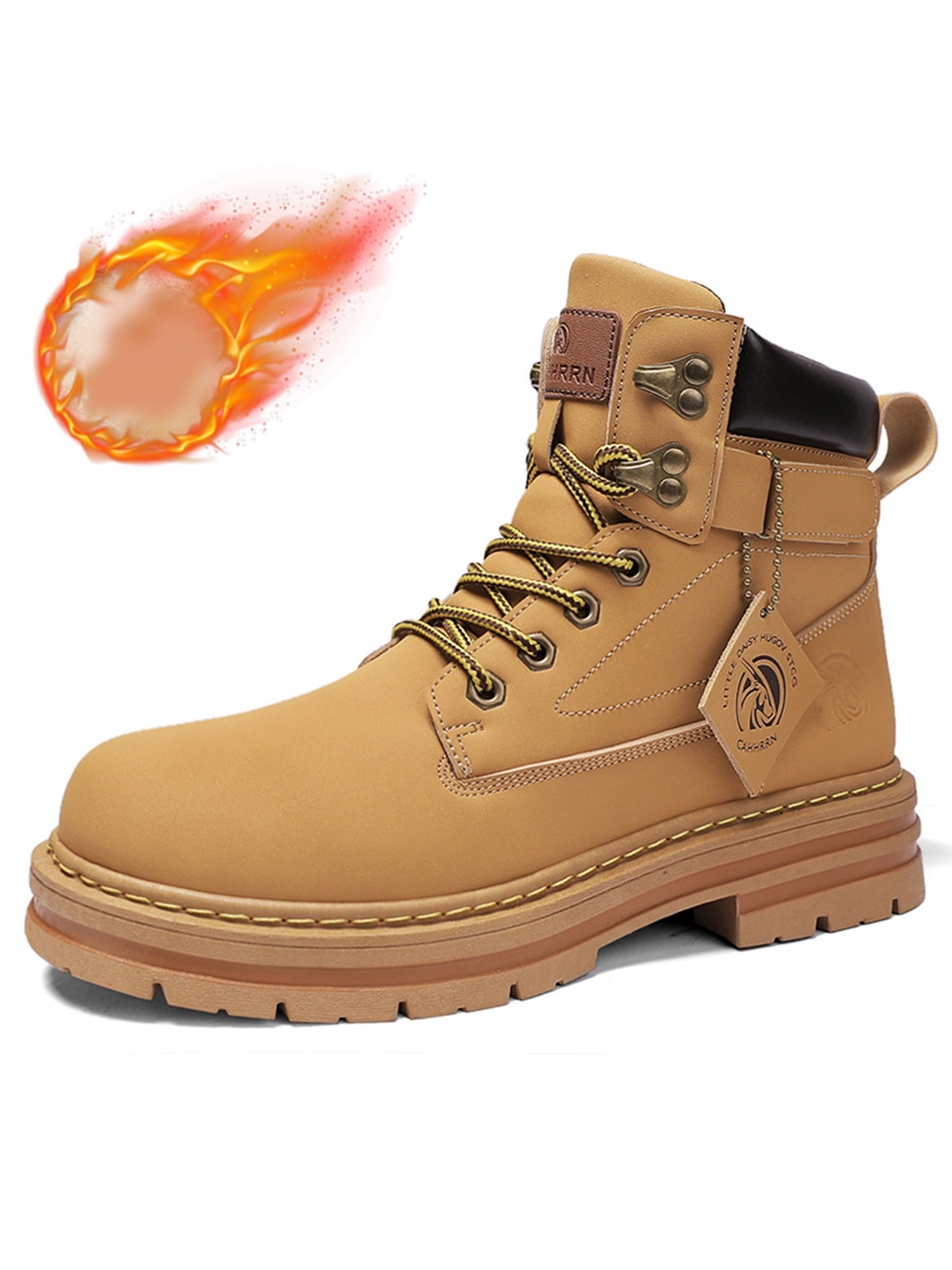 Frontwalk Men Work Boots Lace Up Winter Warm Shoes Waterproof Snow Boot