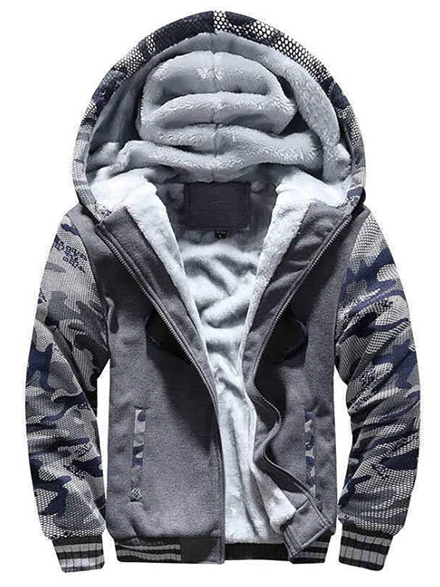 BOONEE Zipped Fishing V.e.s.p.a Hoodie, Breathable Men Jacket with Hood,  Comfort Midweight Hoody for Adult Running-Grey