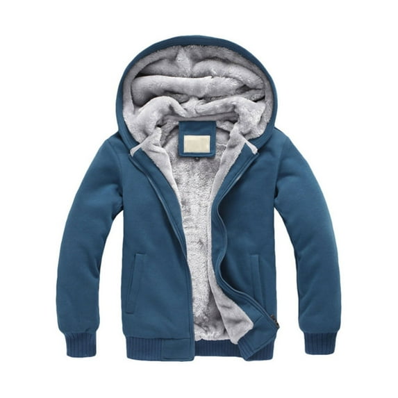 Frontwalk Men Zip Up Hoodie Heavyweight Winter Sweatshirt Fleece Sherpa Lined Warm Jacket Wind-Resistant Hood Coat