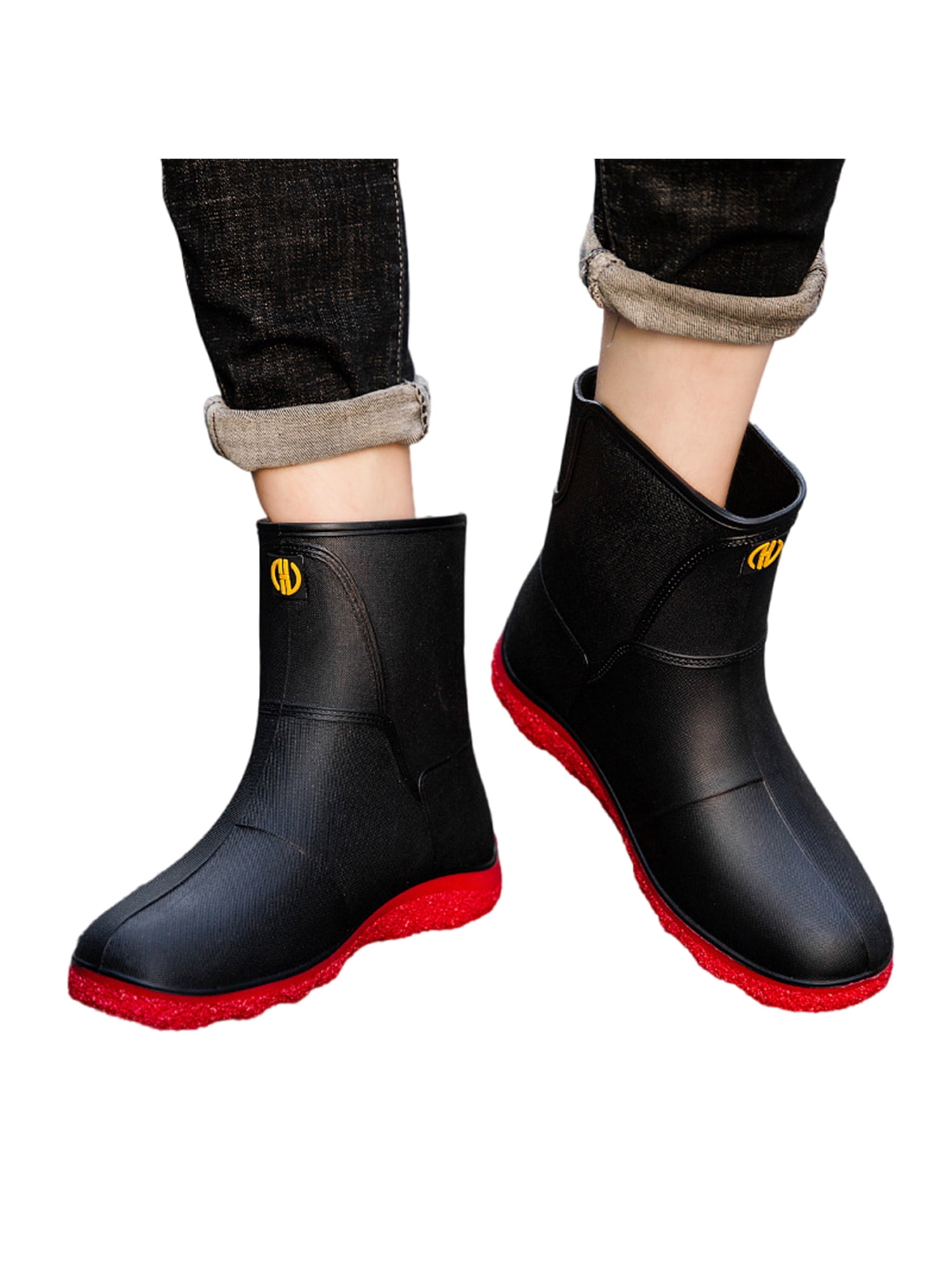 Frontwalk Men's Garden Shoes Wide Calf Rubber Boot Slip Resistant Rain