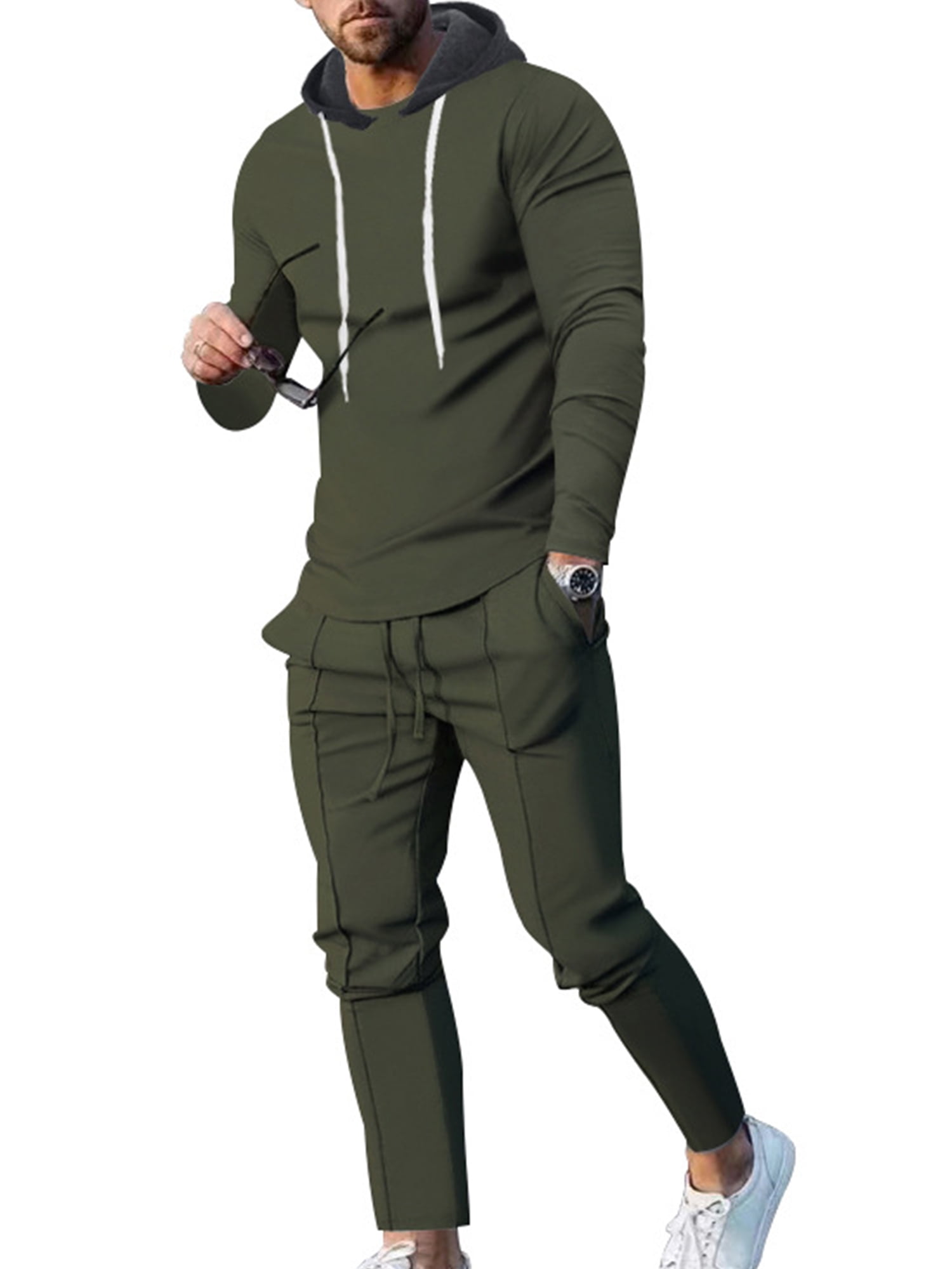 Frontwalk Men's Jogger Sets Hooded Sweatshirts+Pant Outfits Two Pieces  Hoodies Sweatsuit Running Casual Tracksuit Set Long Sleeve Dark Gray 3XL -  Walmart.com