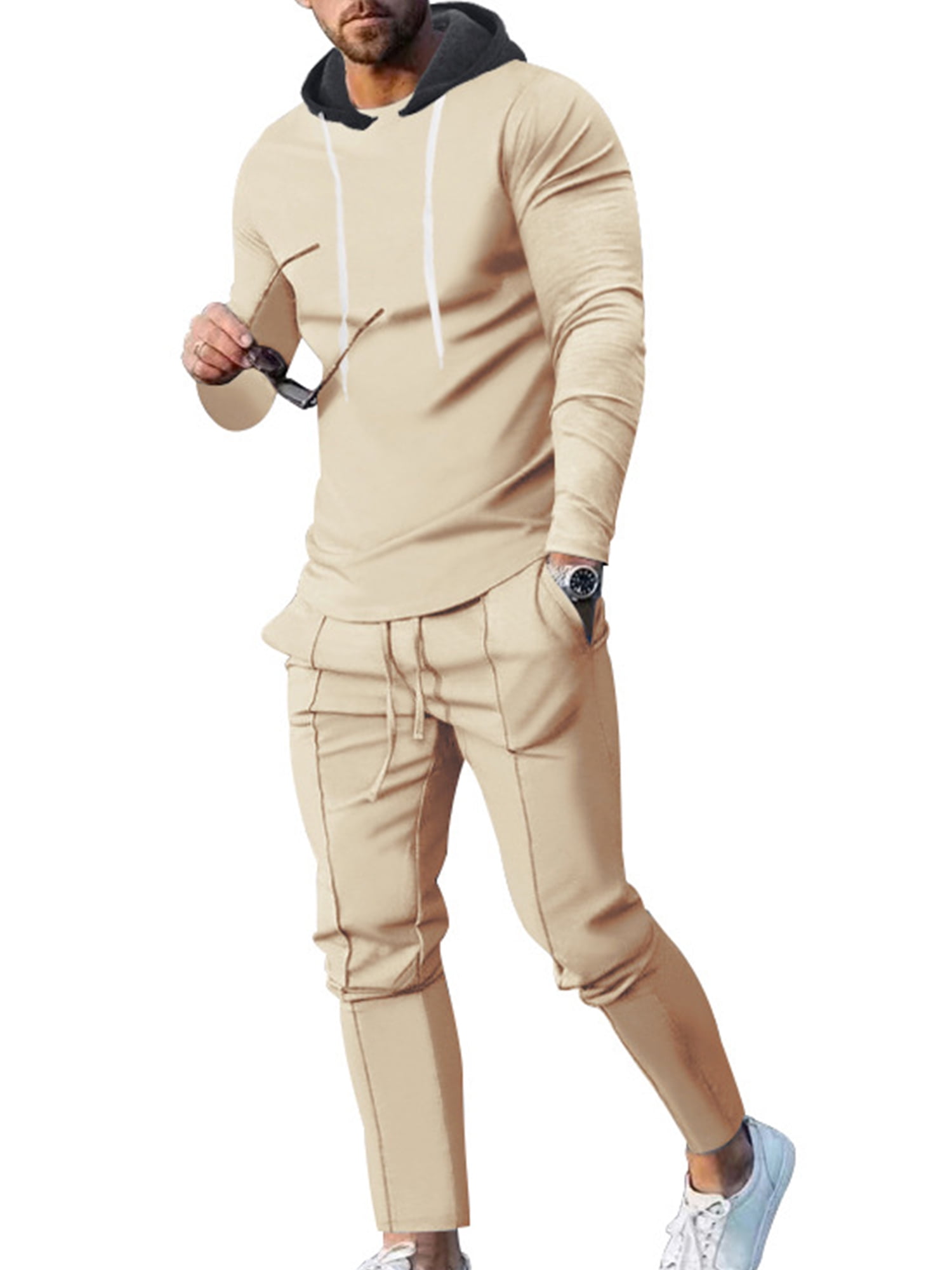 Men's set hoodie + pants - beige Z26 | MODONE wholesale - Clothing For Men