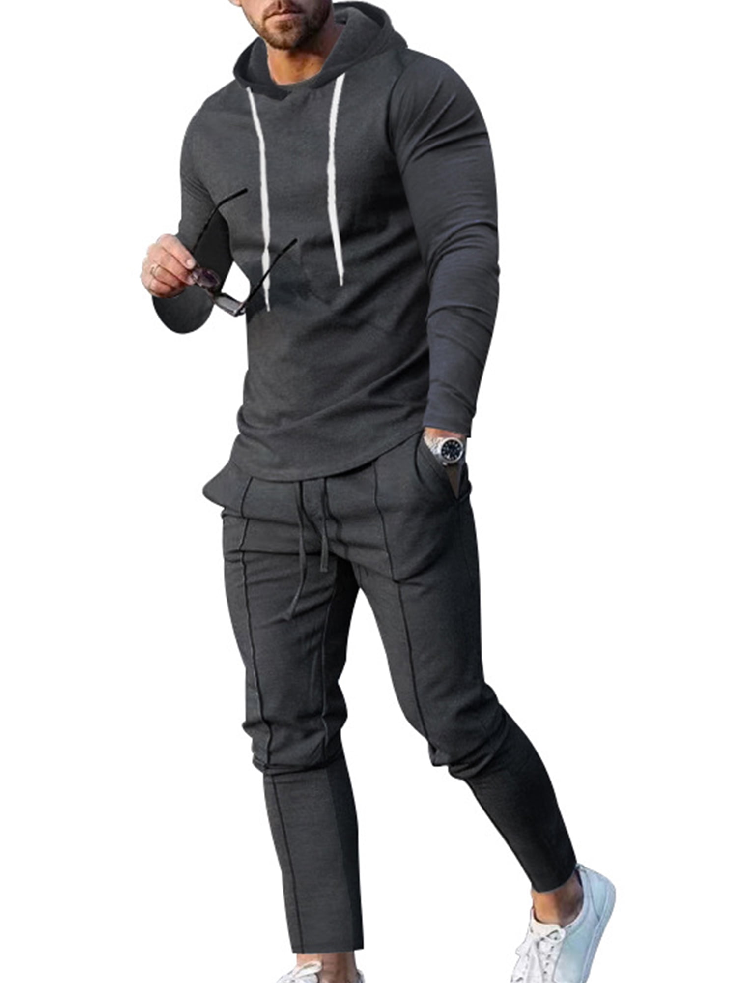 Frontwalk Men's Jogger Sets Hooded Sweatshirts+Pant Outfits Two Pieces ...