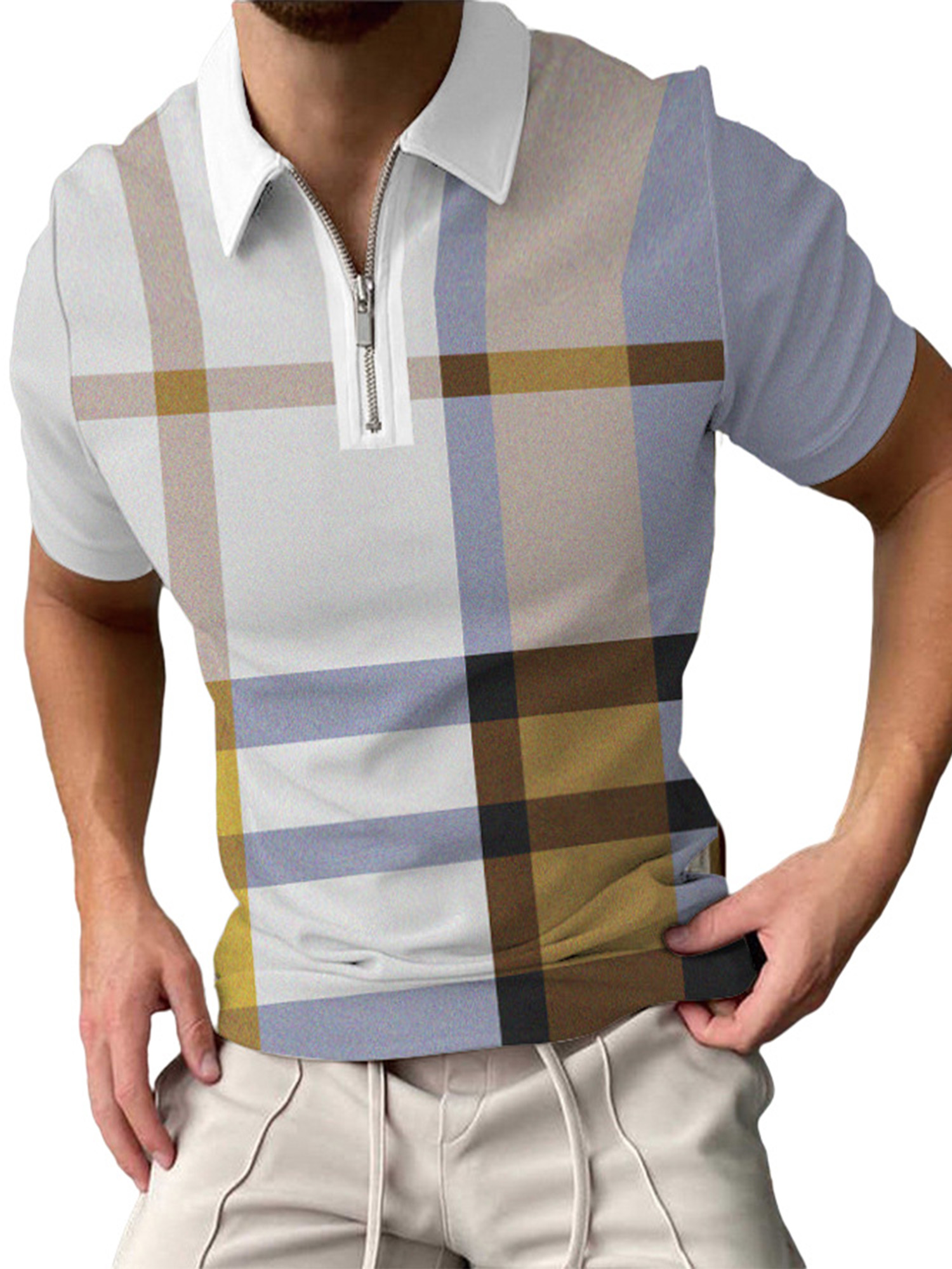 Summer Fashion and Casual Men Short Sleeve Printed Polo Shirt